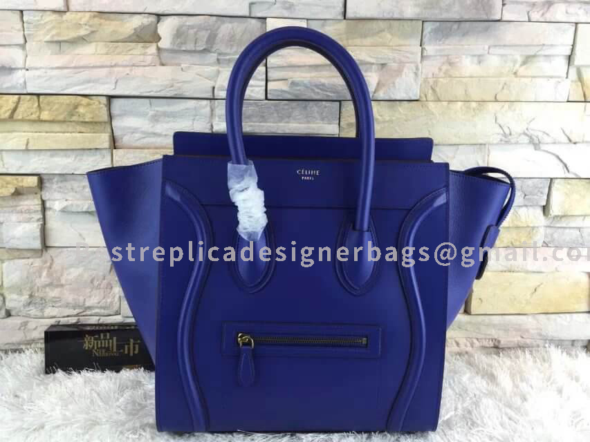 Celine Mini Luggage Bag in Blue Smooth Calfskin